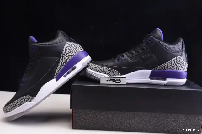 HYPE Black 3 Court CT8532-050 Jordan Air Retro Purple 0612